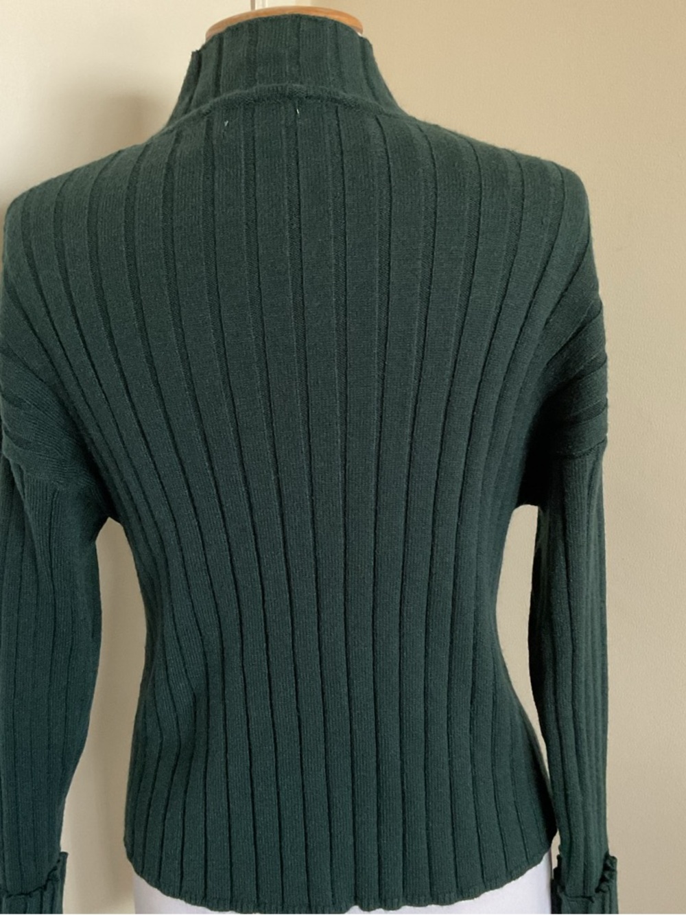 Poof Apparel Forest Green Ribbed Cowl Neck Sweater Large Soft Stretch Knit - Picture 5 of 5